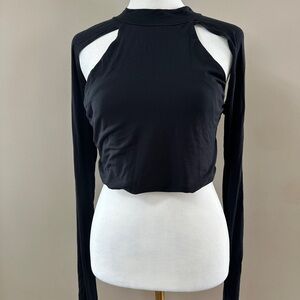 PURPLE Black Cut-Out Crop Top